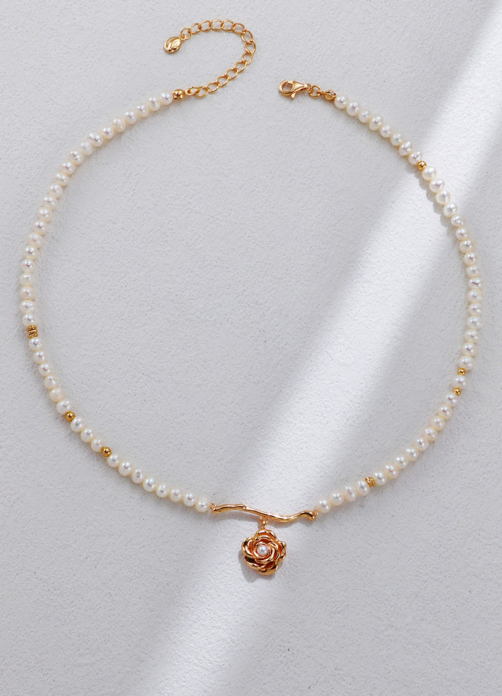 Golden Rose Pearl Necklace