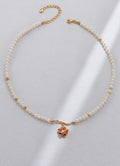 Golden Rose Pearl Necklace
