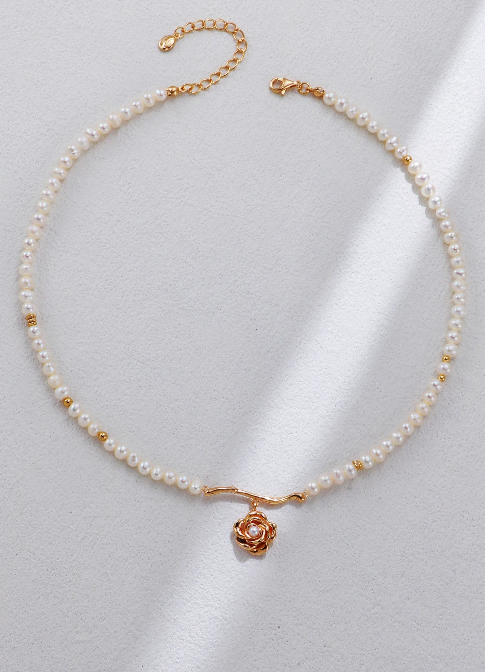 Golden Rose Pearl Necklace