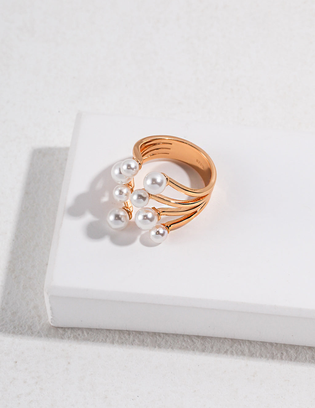 Blooming Flower Pearl Open Ring