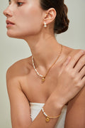 Vintage Gold Queen Coin Pearl Bracelet