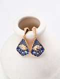 Vintage Blue Enamel Zircon Earrings