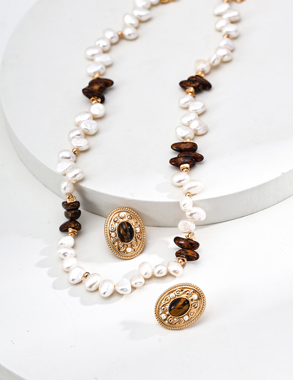 Czech Glass & Pearl Necklace