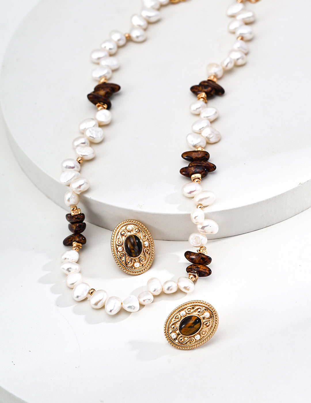 Czech Glass & Pearl Necklace