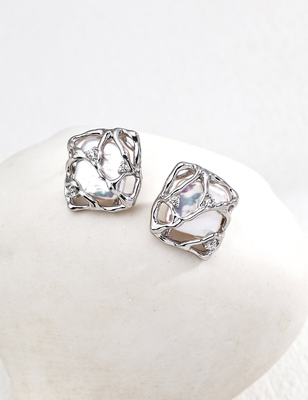 Vintage Gold Pearl Zircon Earrings