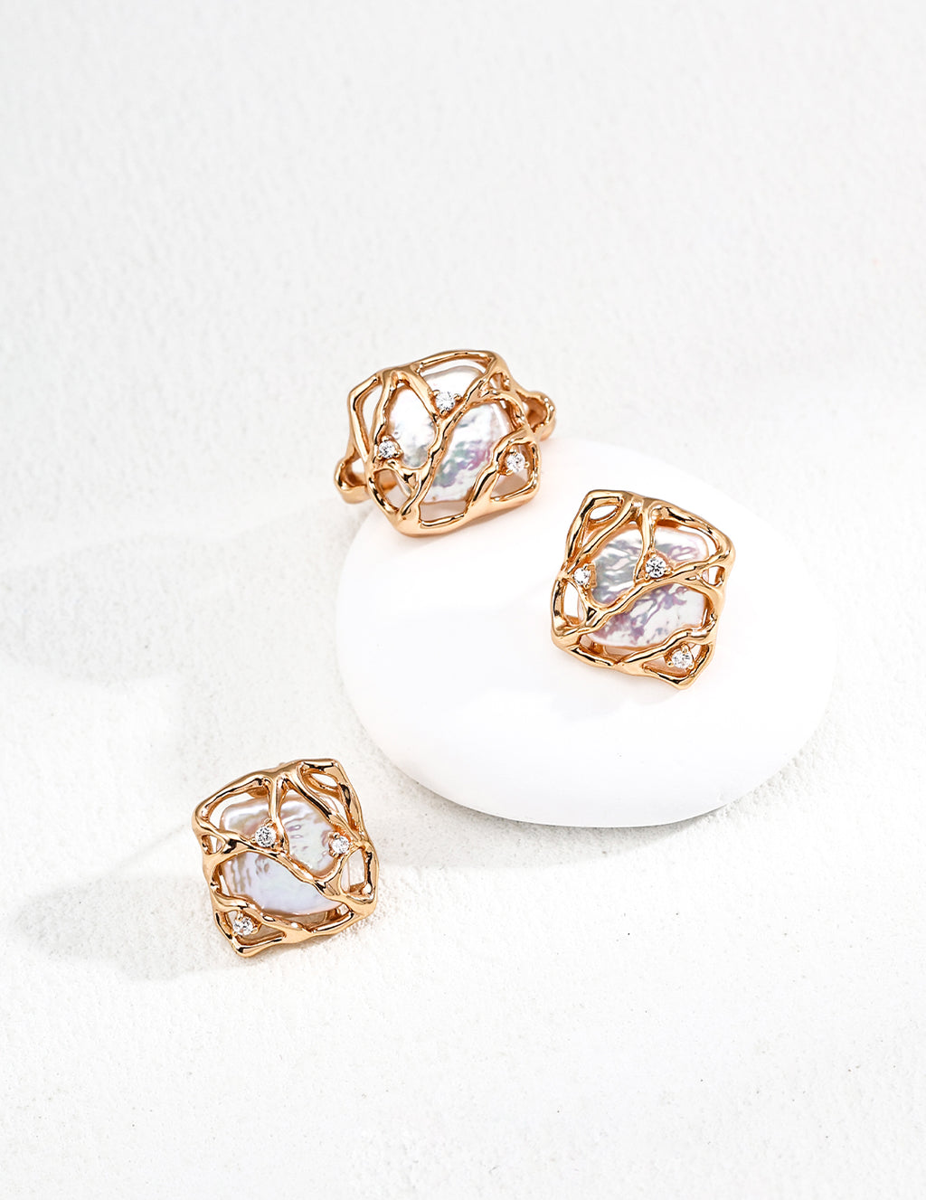 Vintage Gold Pearl Zircon Earrings