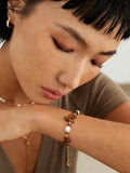 Retro Glass & Tiger Eye Pearl Bracelet