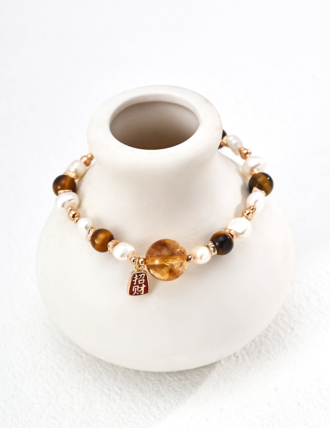 Fortune Tiger Eye & Pearl Bracelet